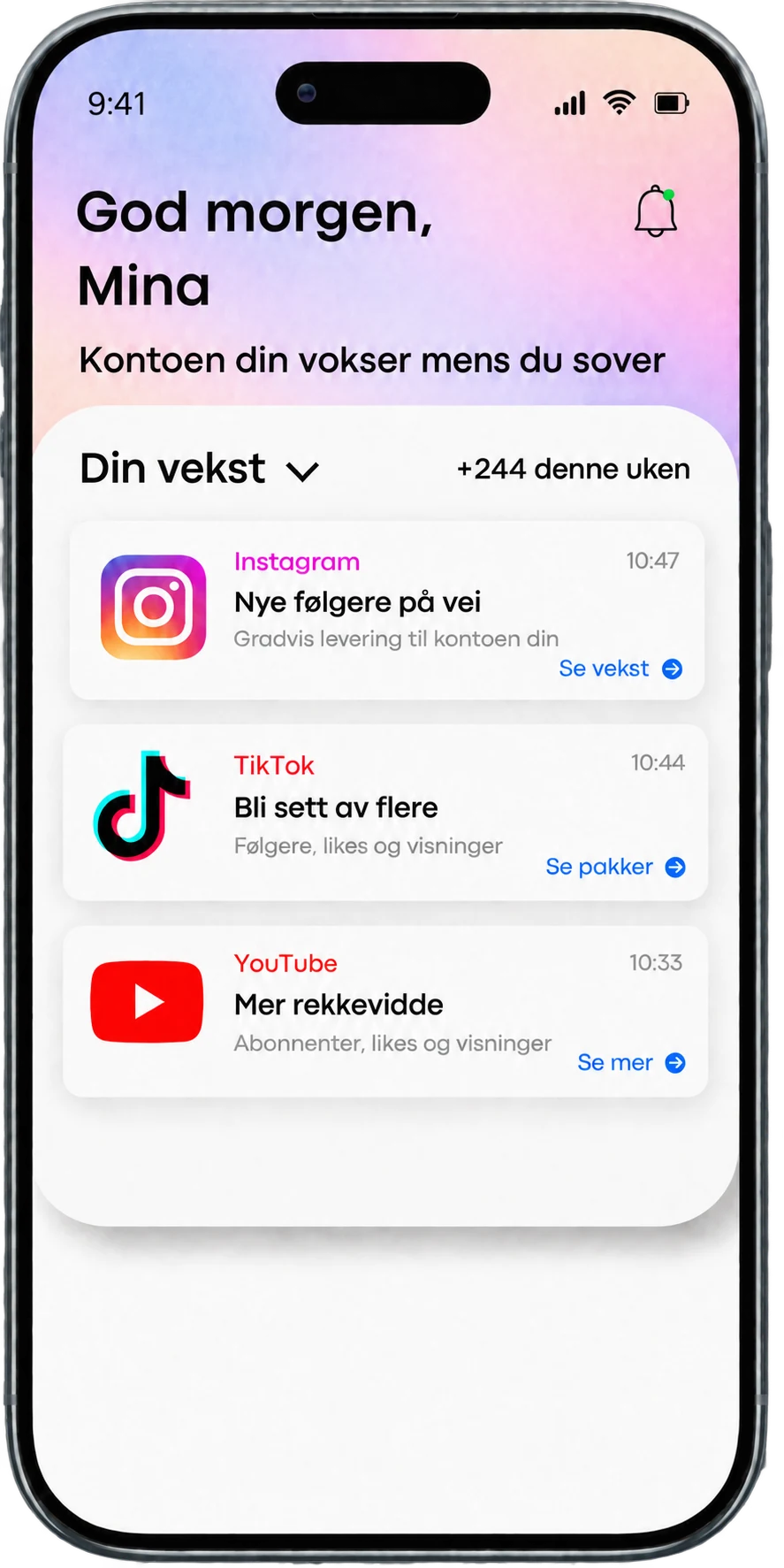 Illustrasjon av vekst på sosiale medier